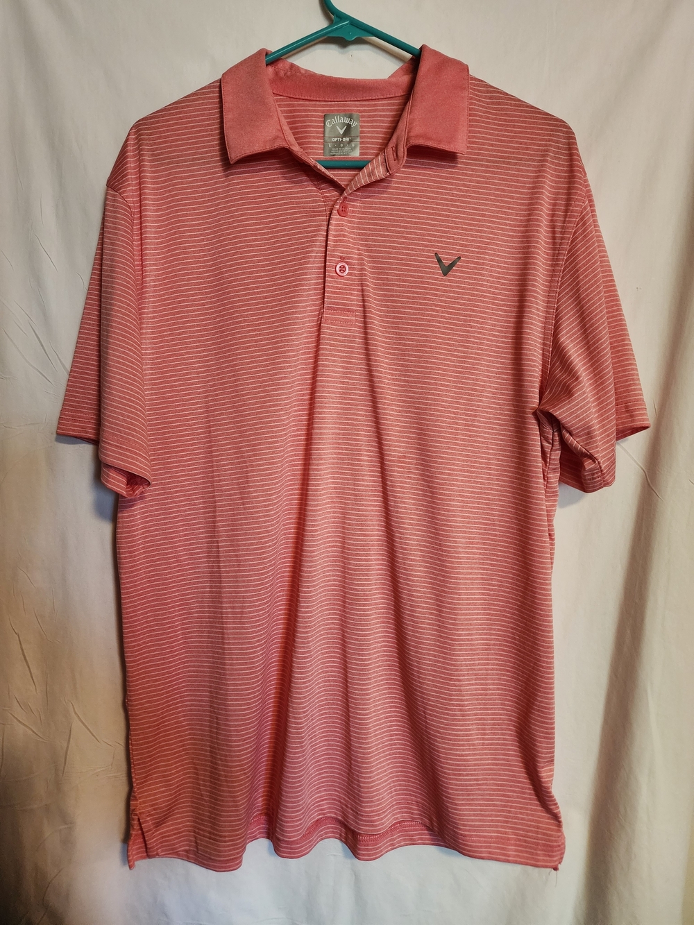 Callaway Men’s Coral Pink Striped Golf Polo